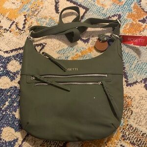 Rosetti Olive Shoulder Bag with Zipper Accents